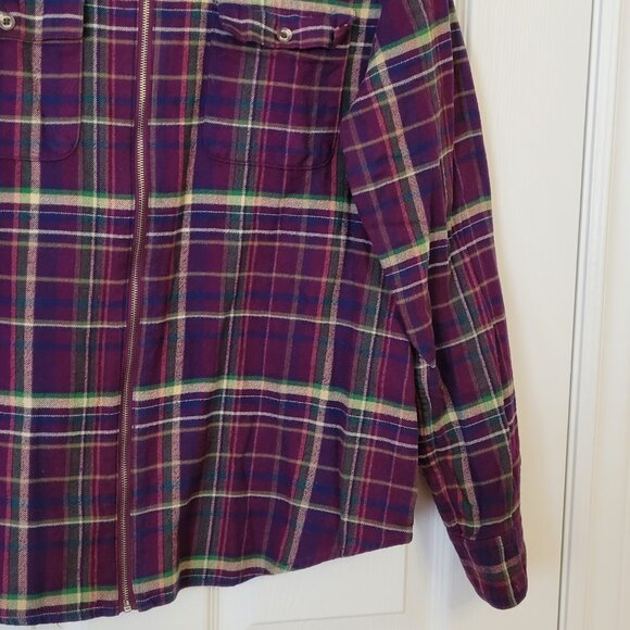 Chaps Ralph Lauren Women's Long Sleeve Plaid Zippered Shirt ~ Sz. Large ~ EUC ~ - Picture 4 of 4